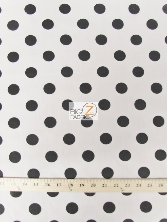 Poly Cotton Printed Fabric Big Polka Dots / White/Black Dots / 50 Yard Bolt