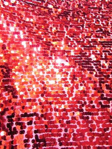 Big Rain Drop 3/8" Sequin Mesh Fabric / Red / Sold By The Yard/Lure - 0