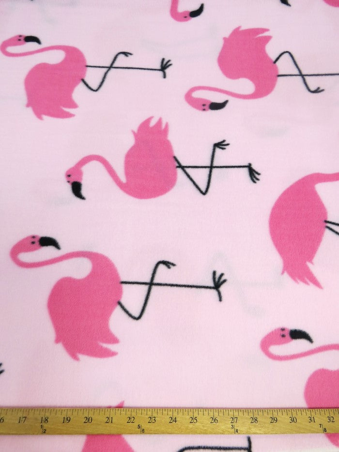 Fleece Printed Fabric / Fancy Flamingos Pink / Sold By The Yard