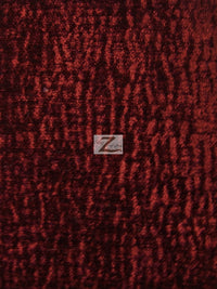 Crushed Chenille Everest Fabric / Ruby / Sold By The Yard