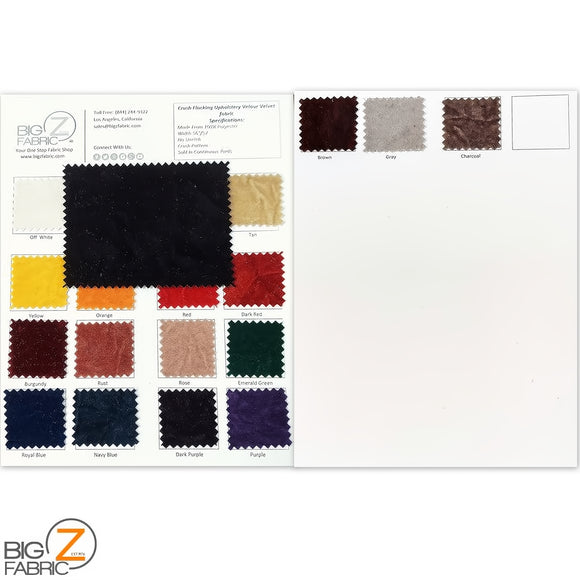 Crush Flocking Upholstery Velour Velvet Fabric - COLOR CARD