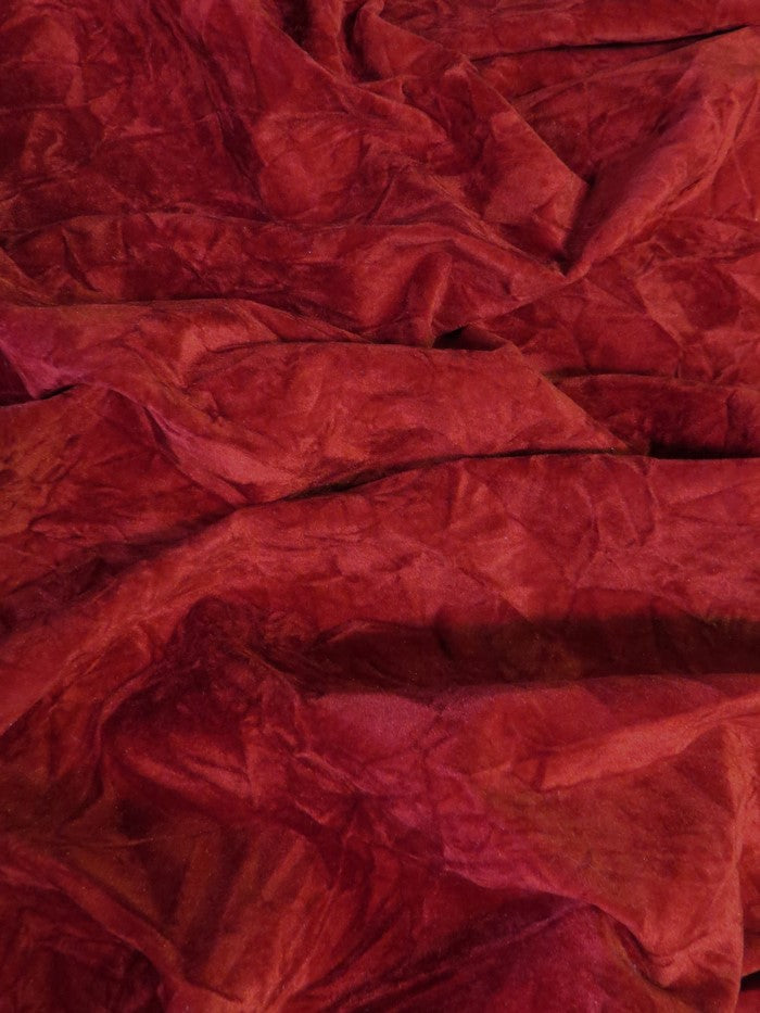 Crush Flocking Upholstery Velour Velvet Fabric / Dark Red / Sold By The Yard