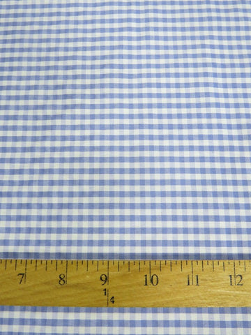 Mini Checkered Gingham Poly Cotton Printed Fabric / Blue / Sold By The Yard