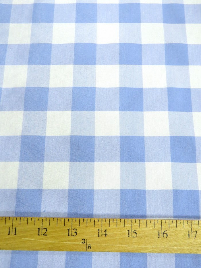 Checkered Gingham Poly Cotton Printed Fabric / Blue / Sold By The Yard