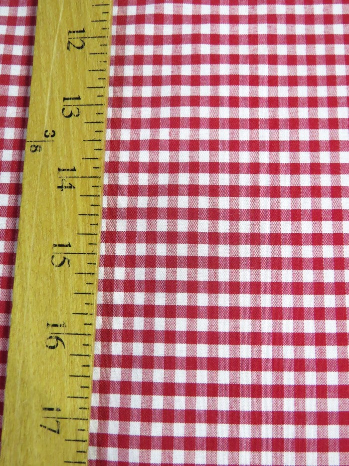 Mini Checkered Gingham Poly Cotton Printed Fabric / Blue / Sold By The Yard