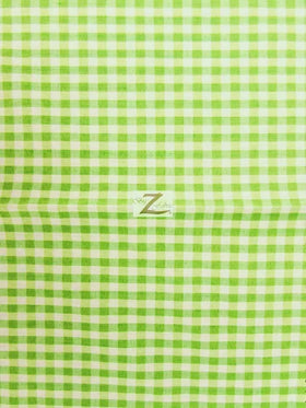 Mini Checkered Gingham Poly Cotton Printed Fabric / Lime Green / Sold By The Yard