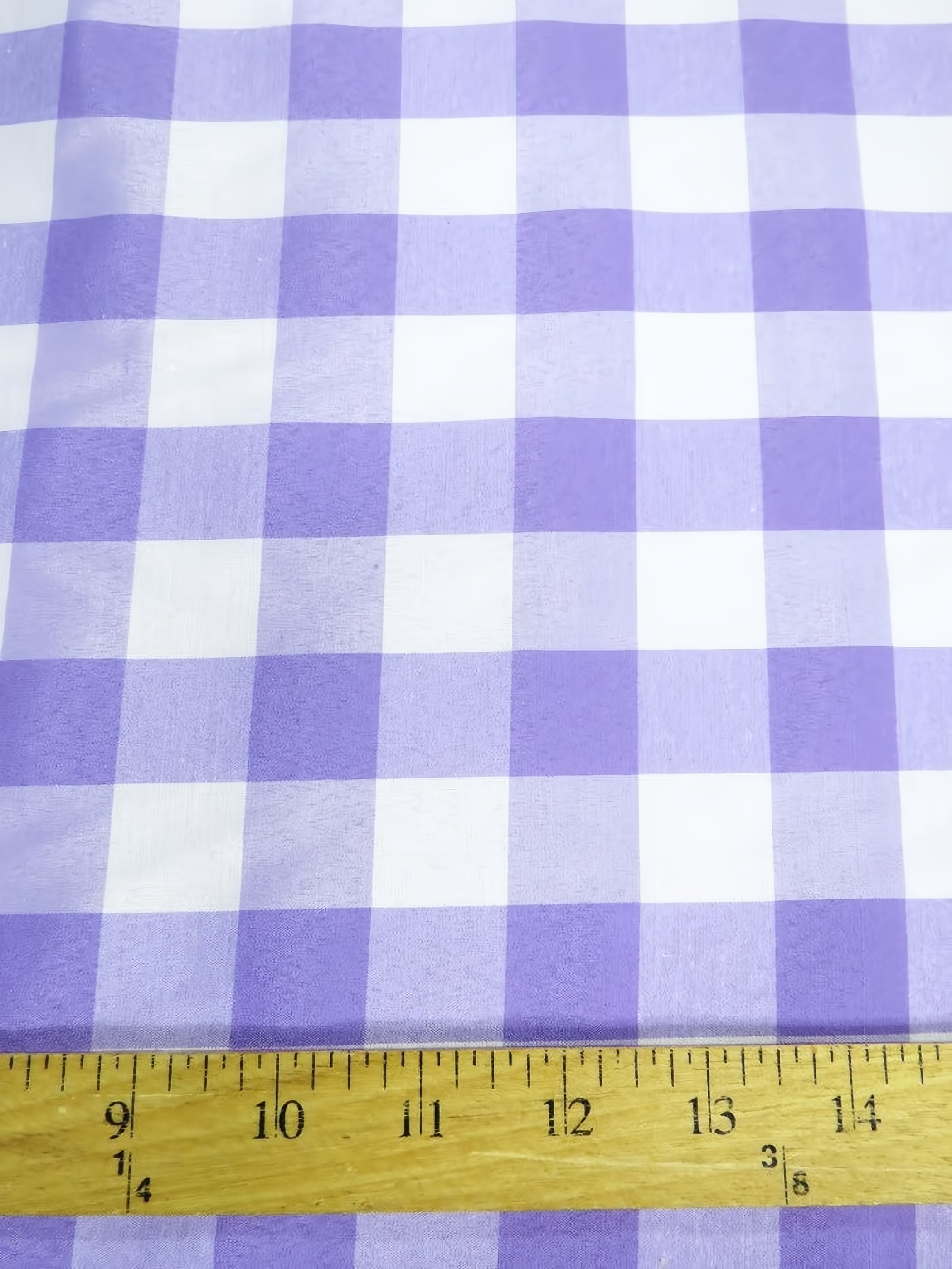 Checkered Gingham Poly Cotton Printed Fabric / Lavender / Sold By The Yard