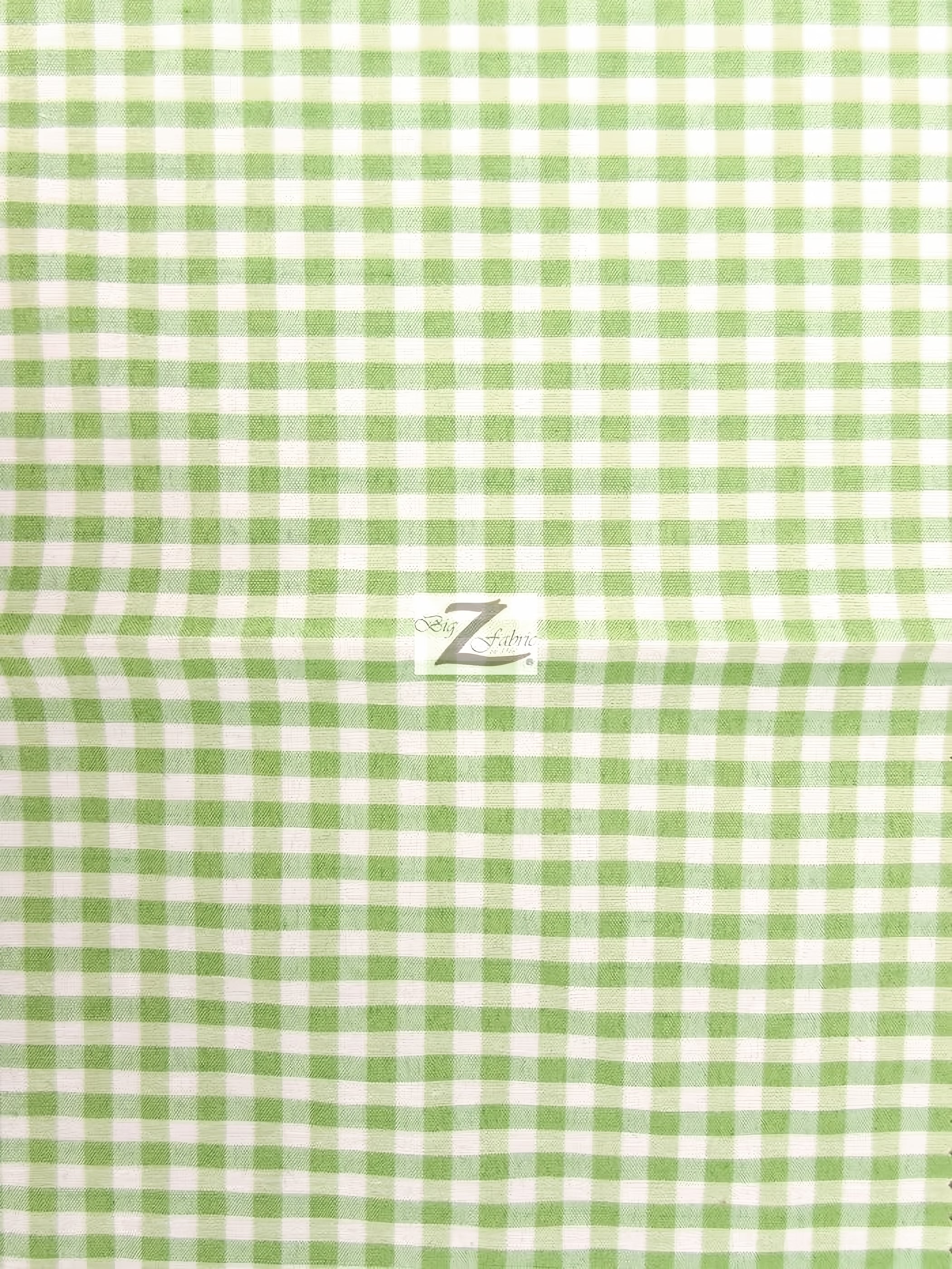 Mini Checkered Gingham Poly Cotton Printed Fabric / Mint / Sold By The Yard