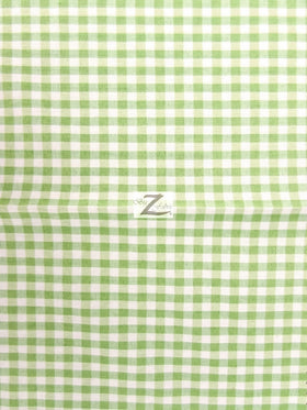 Mini Checkered Gingham Poly Cotton Printed Fabric / Mint / Sold By The Yard