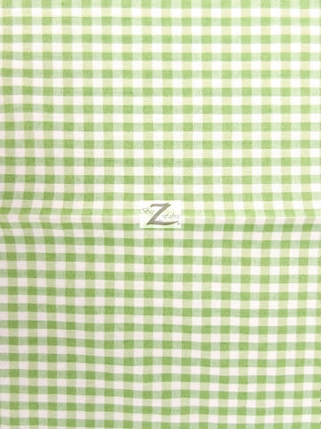 Mini Checkered Gingham Poly Cotton Printed Fabric / Mint / Sold By The Yard