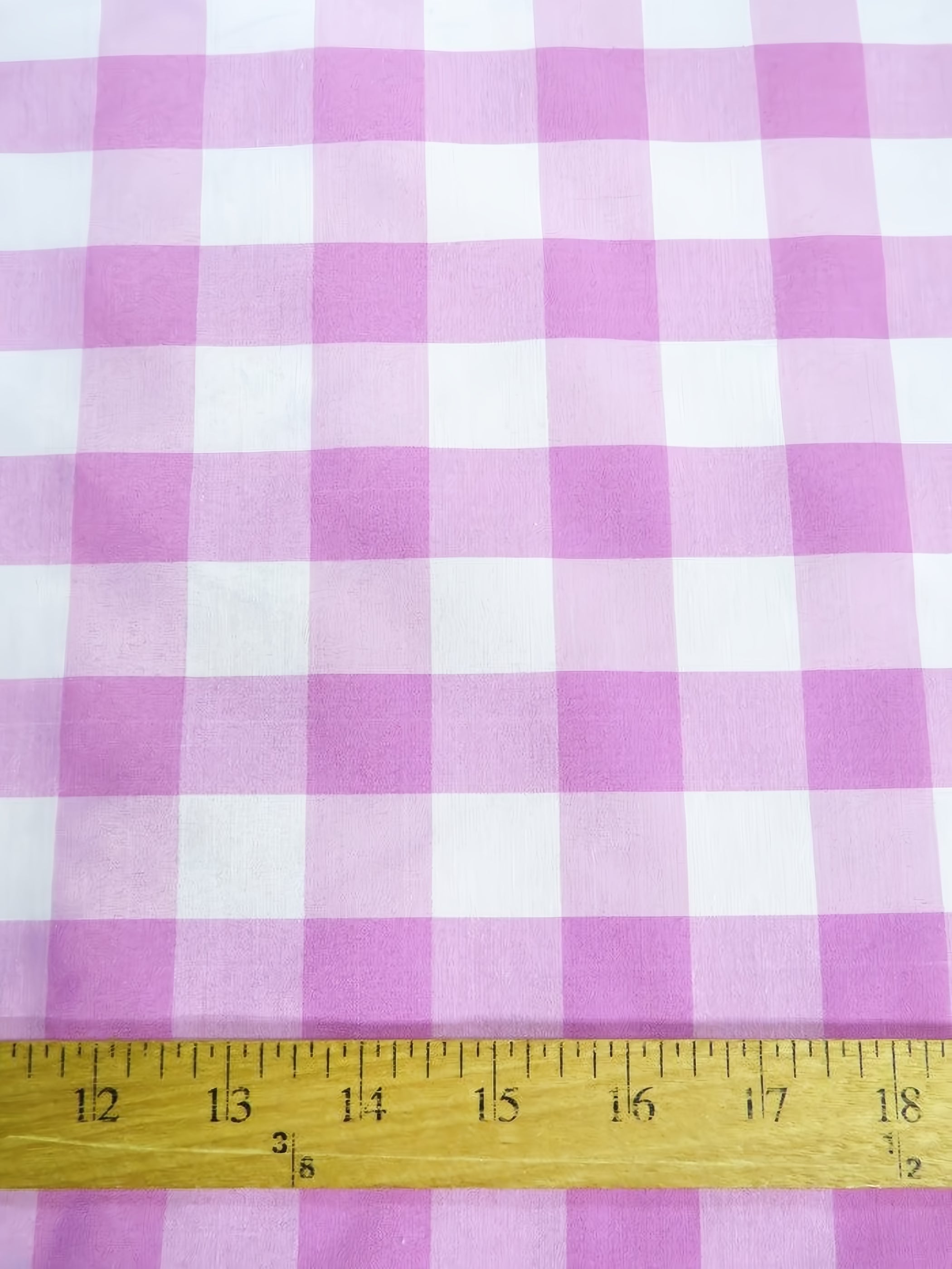 Checkered Gingham Poly Cotton Printed Fabric / Pink / Sold By The Yard