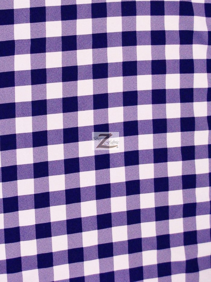 Checkered Gingham Poly Cotton Printed Fabric / Purple / Sold By The Yard