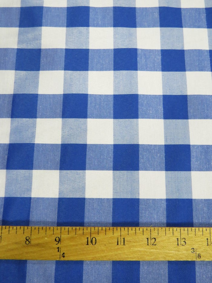 Checkered Gingham Poly Cotton Printed Fabric / Royal Blue / Sold By The Yard