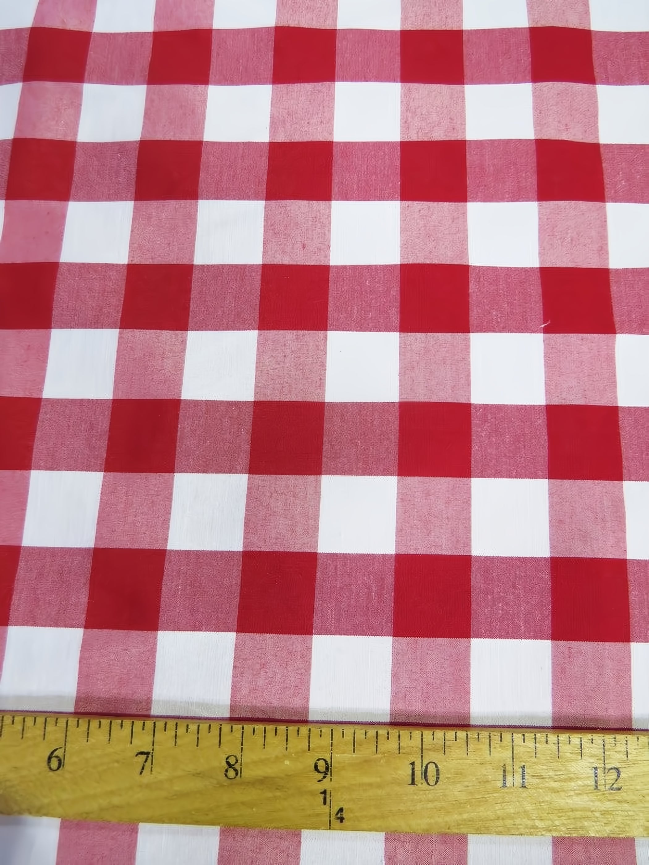 Checkered Gingham Poly Cotton Printed Fabric / Red / Sold By The Yard