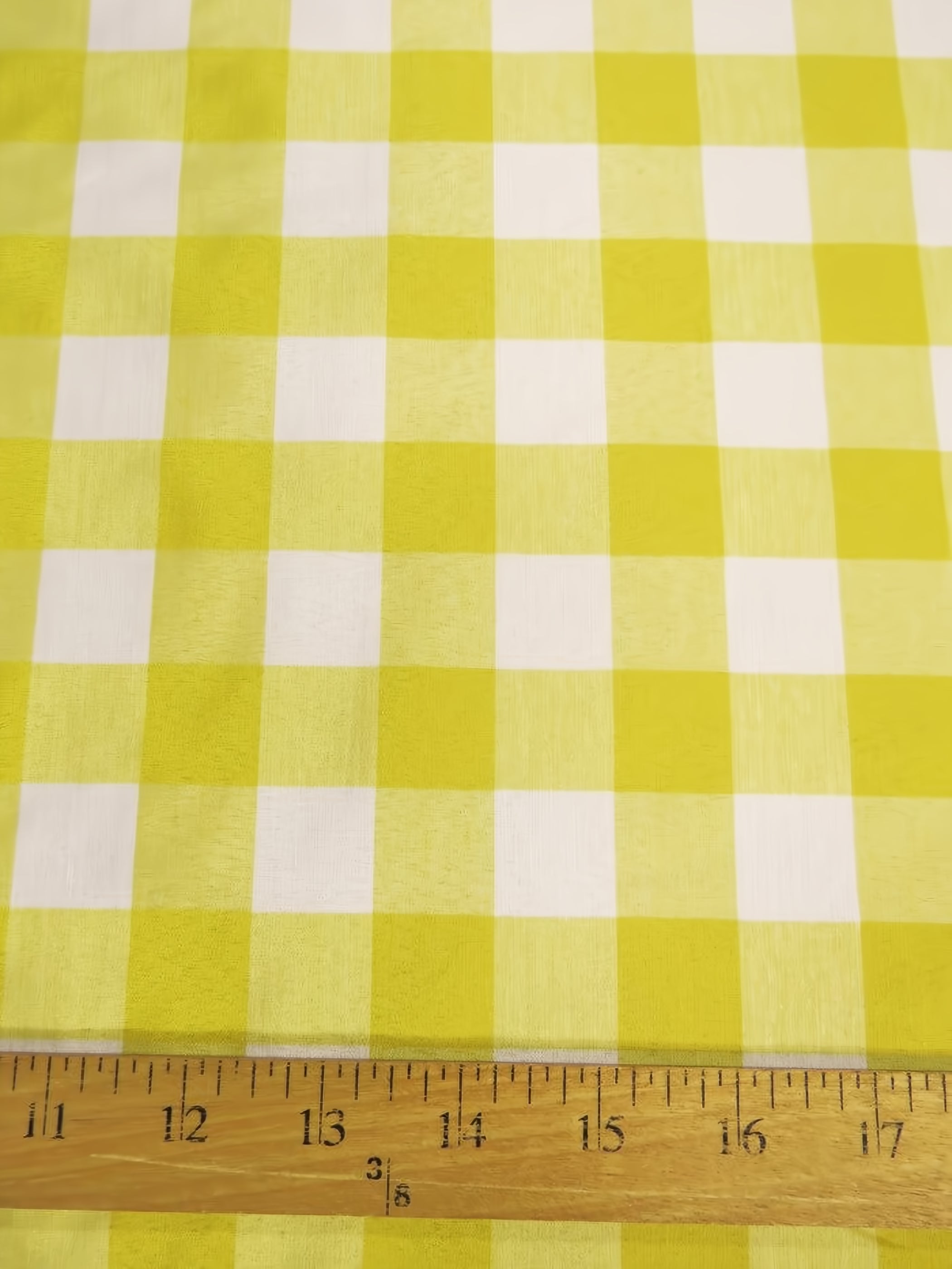 Checkered Gingham Poly Cotton Printed Fabric / Yellow / Sold By The Yard