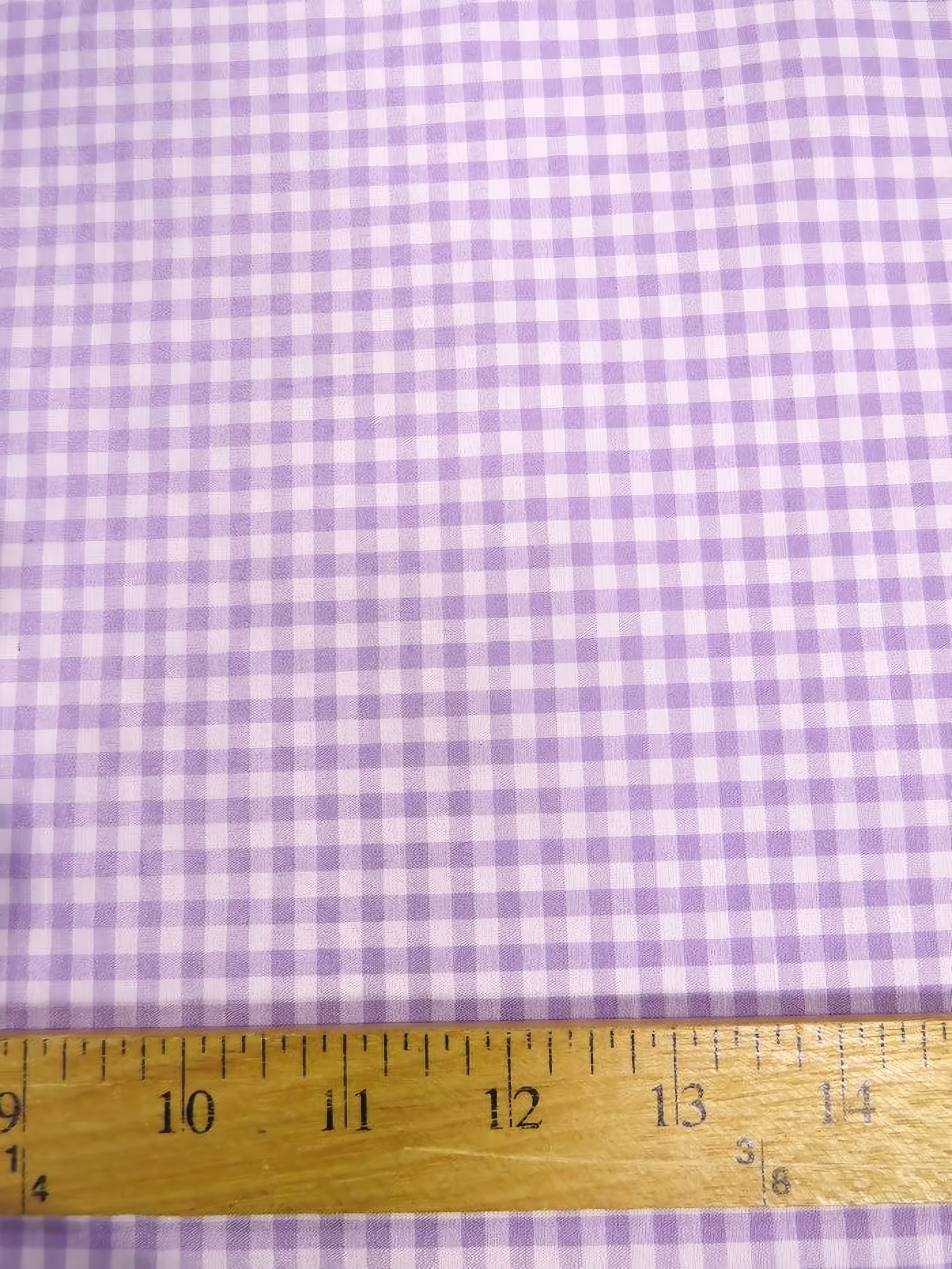 Mini Checkered Gingham Poly Cotton Printed Fabric / Lilac / Sold By The Yard