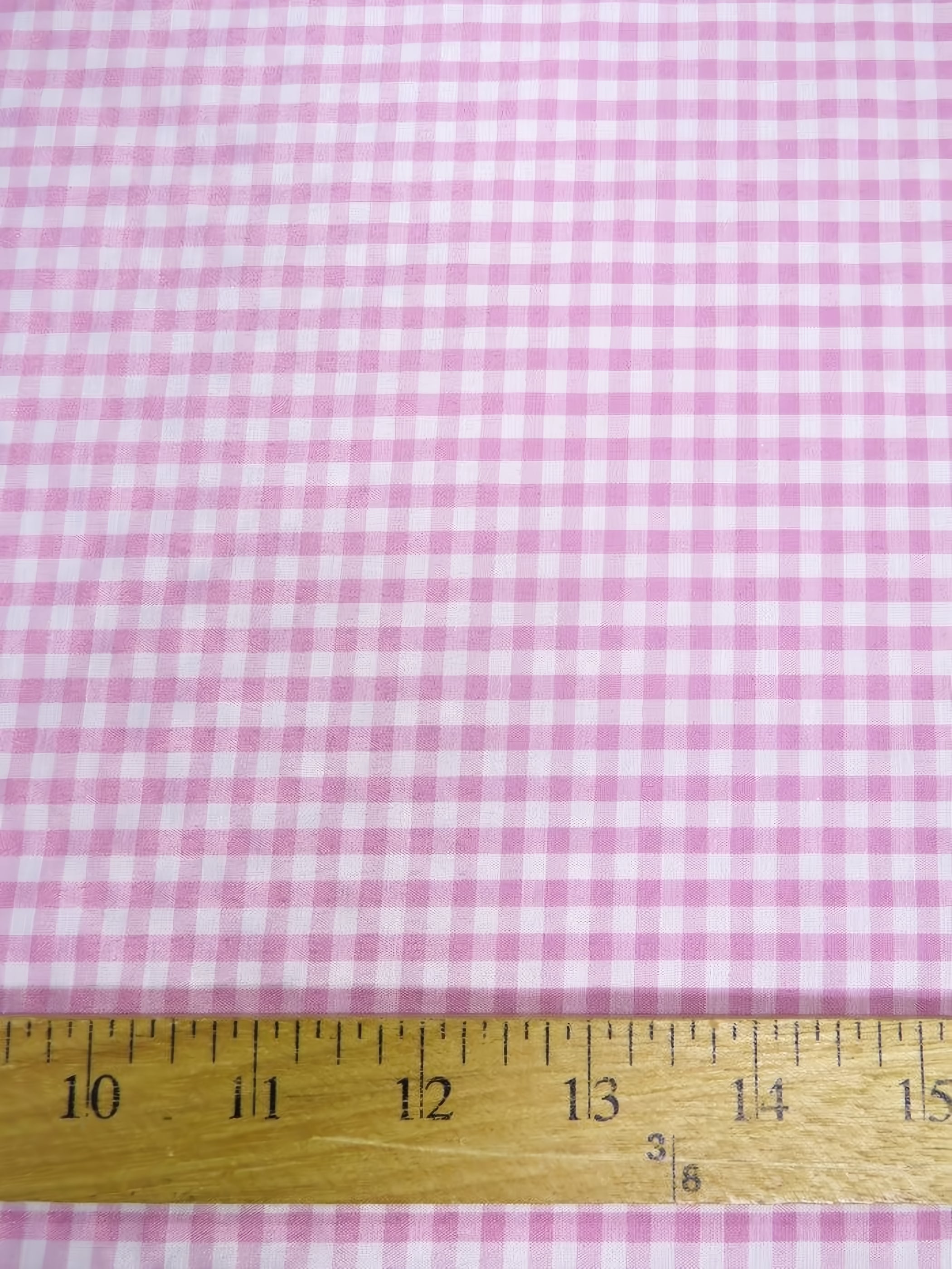 Mini Checkered Gingham Poly Cotton Printed Fabric / Pink / Sold By The Yard