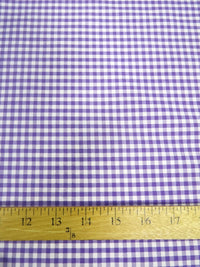 Mini Checkered Gingham Poly Cotton Printed Fabric / Purple / Sold By The Yard