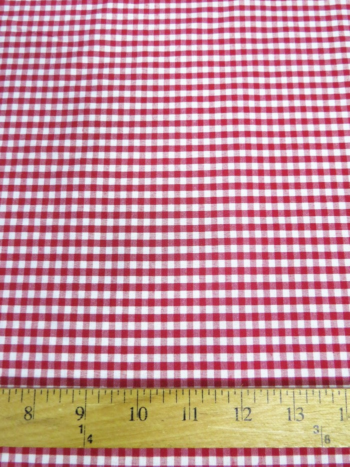 Mini Checkered Gingham Poly Cotton Printed Fabric Red by the Yard | Big ...