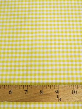 Mini Checkered Gingham Poly Cotton Printed Fabric / Yellow / Sold By The Yard
