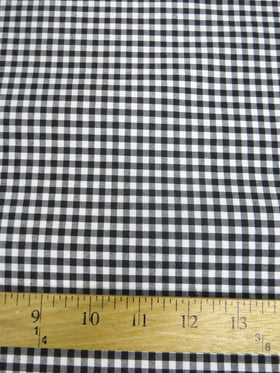 Mini Checkered Gingham Poly Cotton Printed Fabric / Black / Sold By The Yard