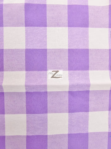 Checkered Gingham Poly Cotton Printed Fabric / Lavender / 50 Yard Bolt