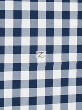 Checkered Gingham Poly Cotton Printed Fabric / Navy Blue / 50 Yard Bolt