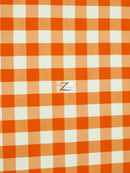 Checkered Gingham Poly Cotton Printed Fabric / Orange / 50 Yard Bolt-1