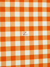 Checkered Gingham Poly Cotton Printed Fabric / Orange / 50 Yard Bolt