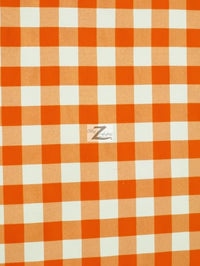 Checkered Gingham Poly Cotton Printed Fabric / Orange / 50 Yard Bolt