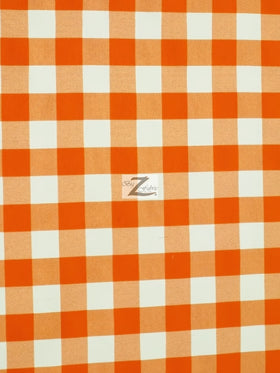 Checkered Gingham Poly Cotton Printed Fabric / Orange / 50 Yard Bolt
