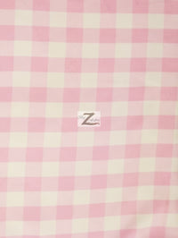 Checkered Gingham Poly Cotton Printed Fabric / Pink / 50 Yard Bolt