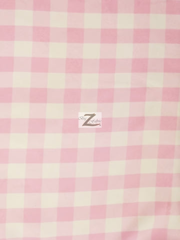 Checkered Gingham Poly Cotton Printed Fabric / Pink / 50 Yard Bolt