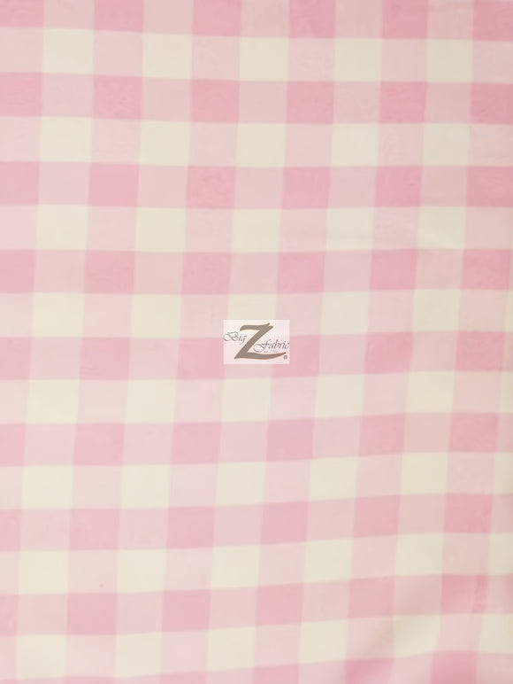 Checkered Gingham Poly Cotton Printed Fabric / Pink / 50 Yard Bolt