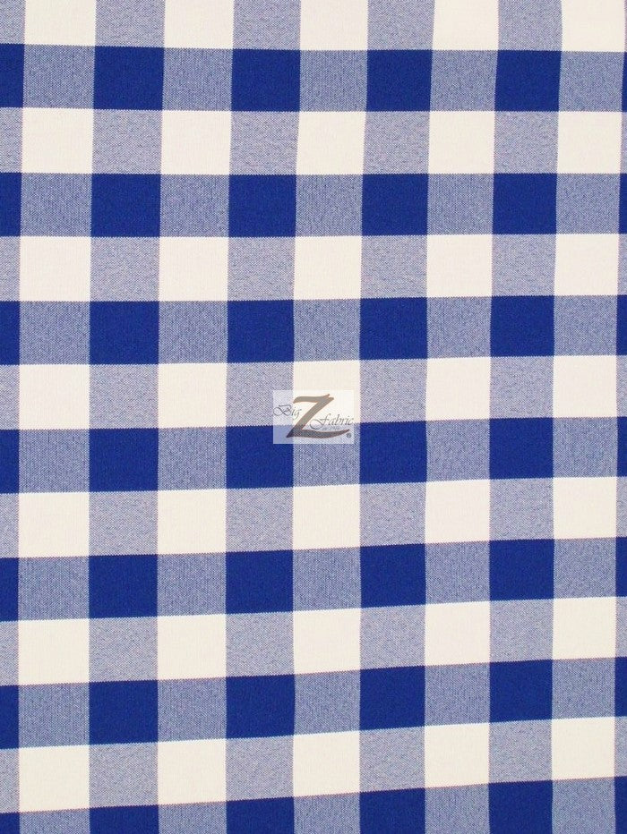Checkered Gingham Poly Cotton Printed Fabric / Royal Blue / 50 Yard Bolt