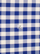 Checkered Gingham Poly Cotton Printed Fabric / Royal Blue / 50 Yard Bolt-1