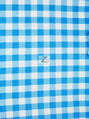 Checkered Gingham Poly Cotton Printed Fabric / Turquoise / 50 Yard Bolt-1
