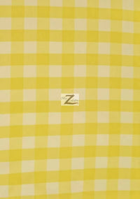 Checkered Gingham Poly Cotton Printed Fabric / Yellow / 50 Yard Bolt