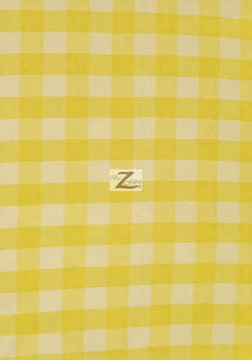 Checkered Gingham Poly Cotton Printed Fabric / Yellow / 50 Yard Bolt