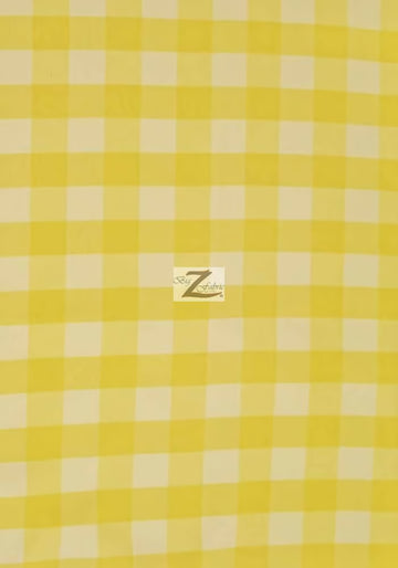 Checkered Gingham Poly Cotton Printed Fabric / Yellow / 50 Yard Bolt
