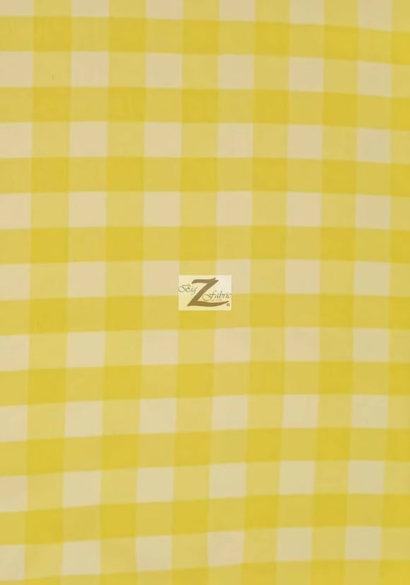 Checkered Gingham Poly Cotton Printed Fabric / Yellow / 50 Yard Bolt