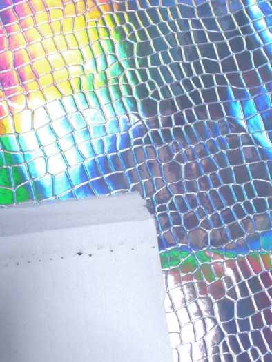 Crocodile Holographic Embossed PVC Vinyl Fabric / Pink / Sold By The Yard