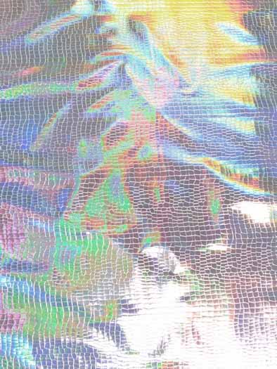 Crocodile Holographic Embossed PVC Vinyl Fabric / Silver / Sold By The Yard
