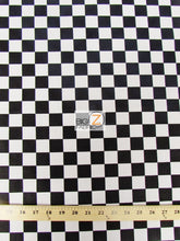 Poly Cotton Printed Fabric Square Checkered / Black/White / Sold By 50 Yard Roll
