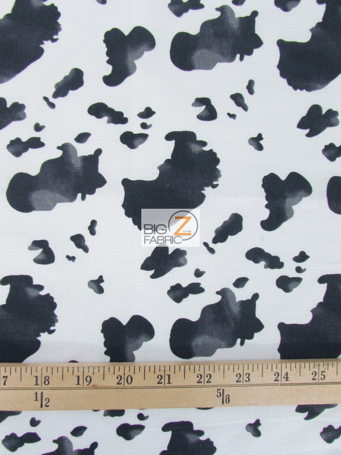 Cow Print Poly Cotton Fabric / Black / 50 Yard Bolt - 0
