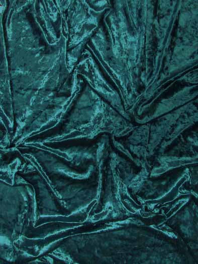 Crushed Stretch Velvet Costume Fabric / Teal / Sold By The Yard