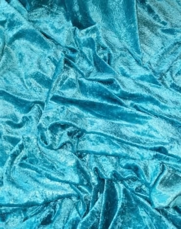 Crushed Stretch Velvet Costume Fabric / Turquoise / Sold By The Yard