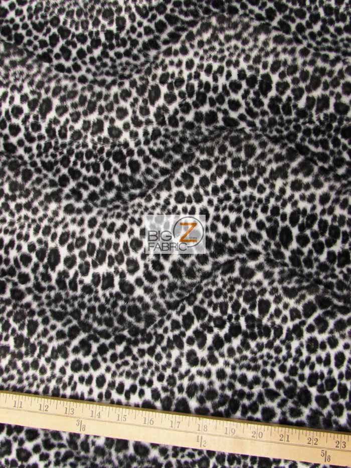 Black/White Snow Cheetah Velboa Cheetah Animal Short Pile Fabric / Sold By The Yard