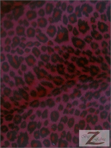 Red/Black Spot Velboa Cheetah Animal Short Pile Fabric / Sold By The Yard
