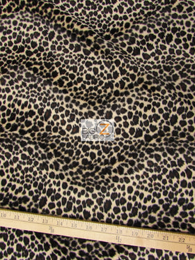 Cream/Black Brown Spot Cheetah Velboa Cheetah Animal Short Pile Fabric / Sold By The Yard
